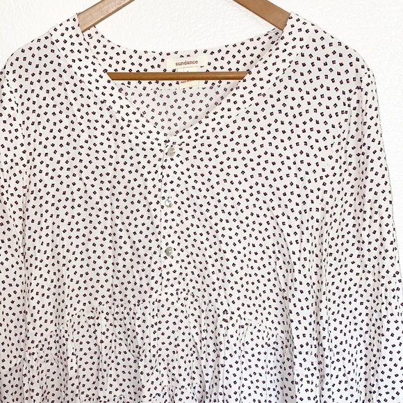 Sundance White High Low Printed Flowy Tunic Blouse - Picture 2 of 12